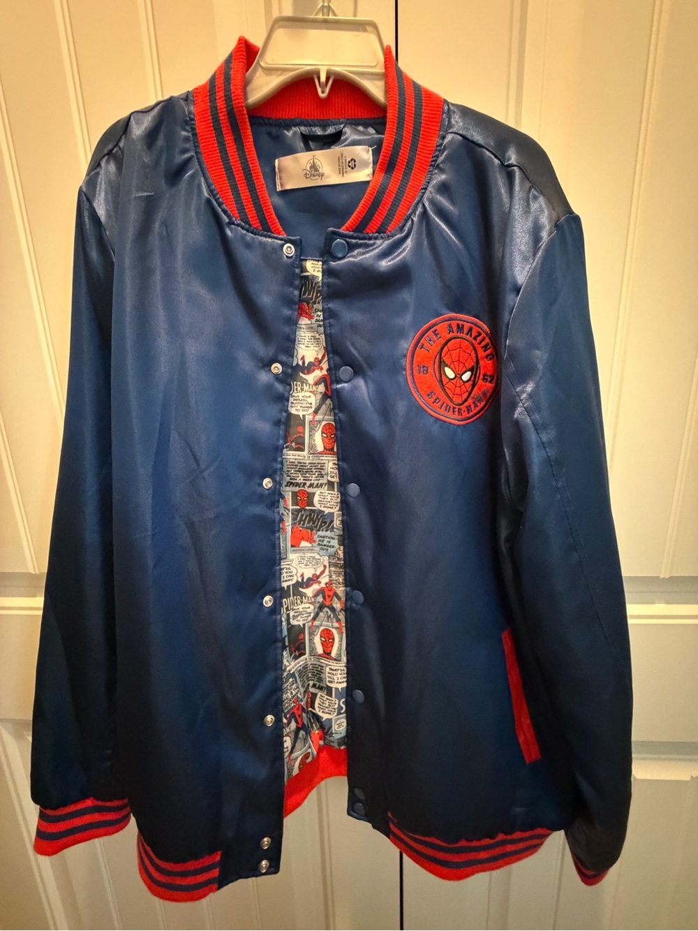 Disney Blue & Red Satin Bomber Jacket